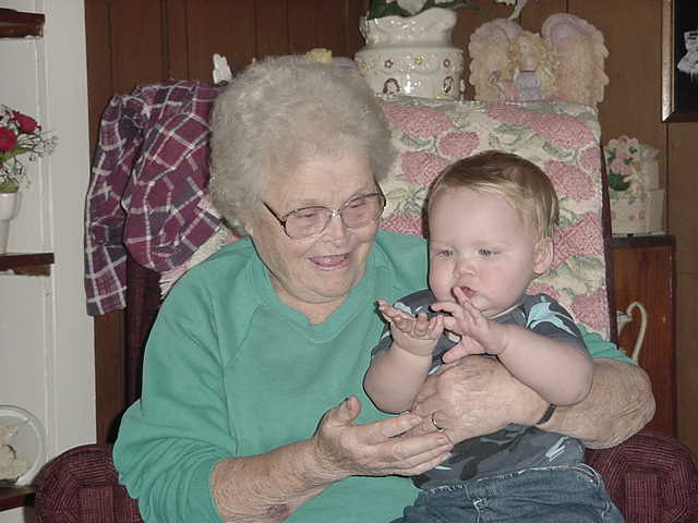 Daymon and Grandma playing patty cake